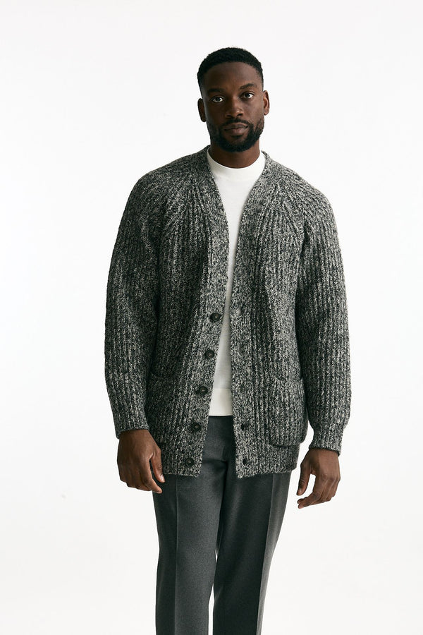 Cardigan in cotone lana e alpaca grigio mouline’ men Atomo factory