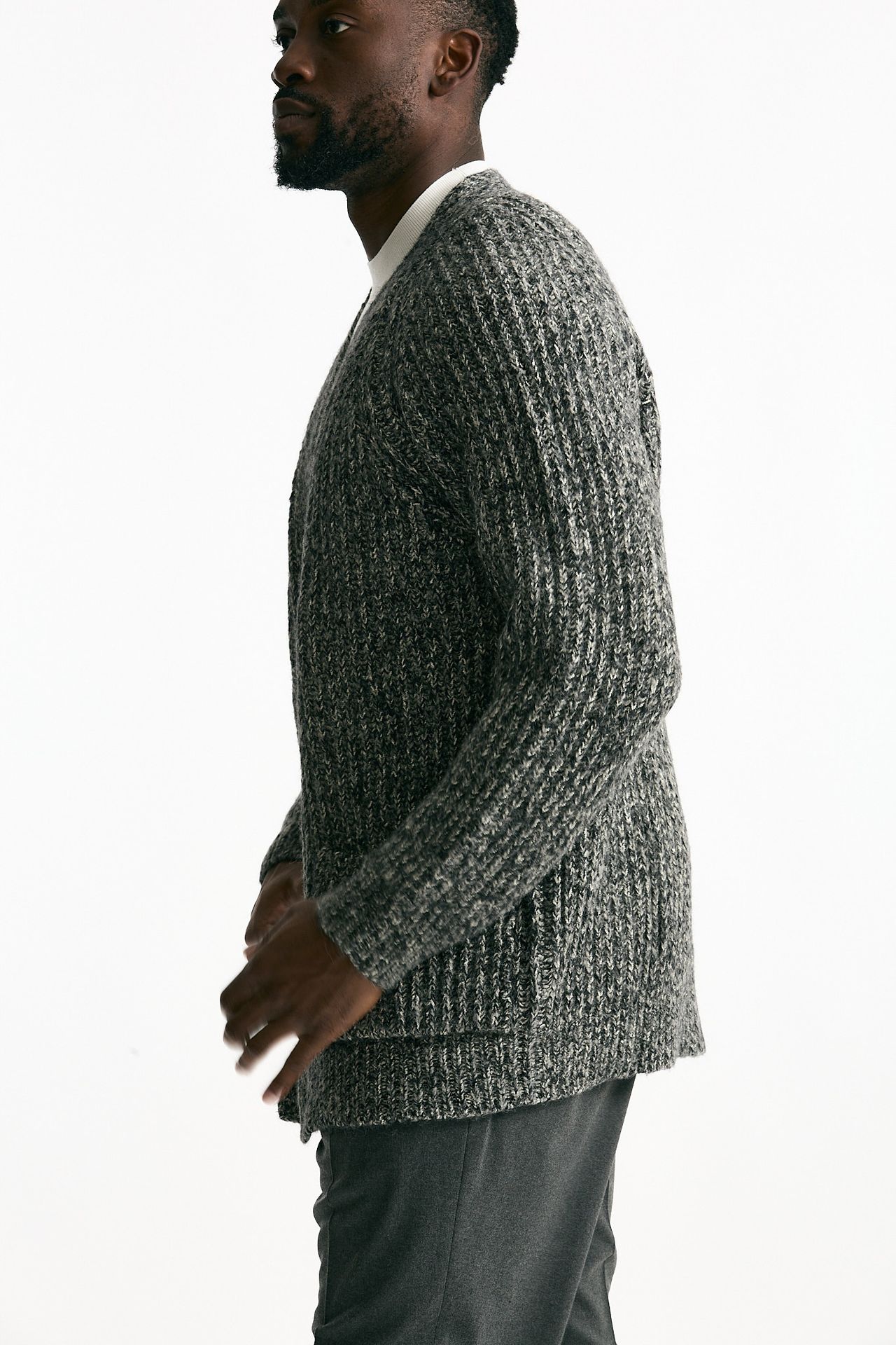 Cardigan in cotone lana e alpaca grigio mouline’ men Atomo factory - 2