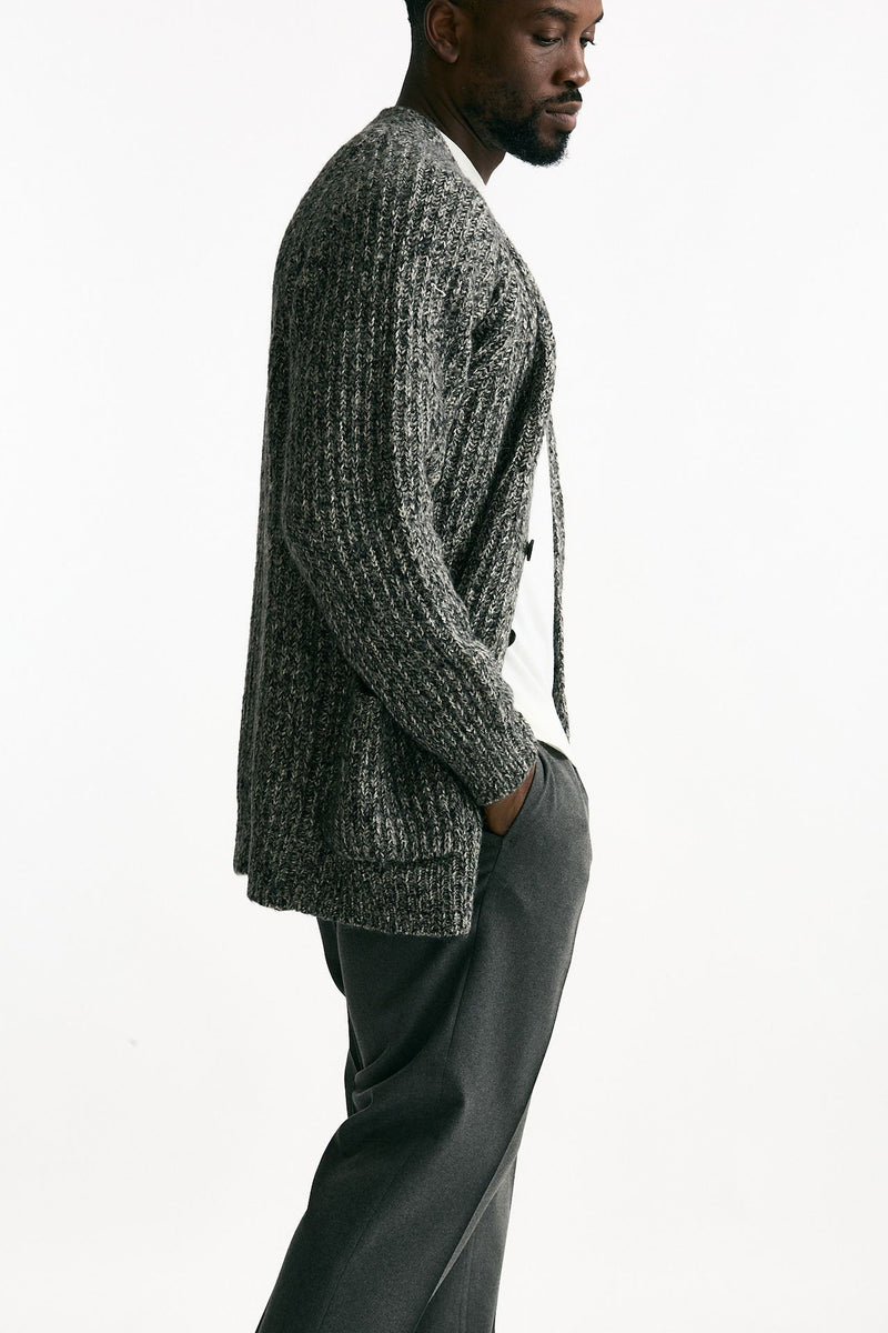 Cardigan in cotone lana e alpaca grigio mouline’ men Atomo factory - 4