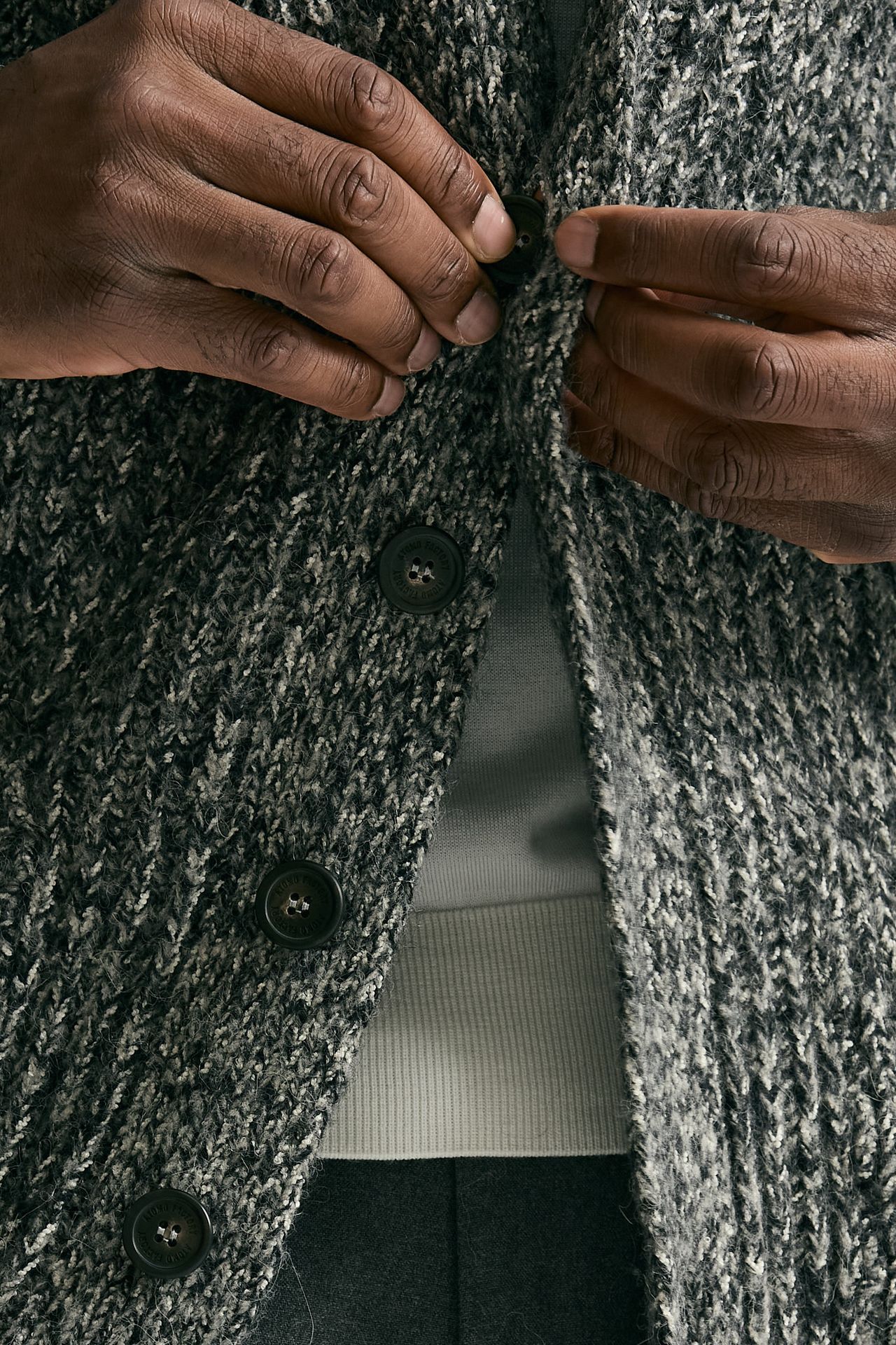 Cardigan in cotone lana e alpaca grigio mouline’ men Atomo factory - 5