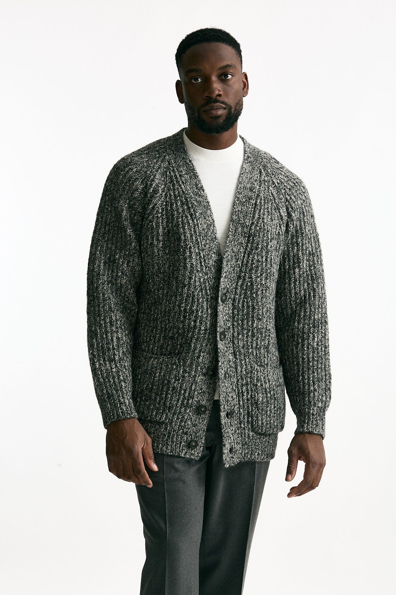 Cardigan in cotone lana e alpaca grigio mouline’ men Atomo factory - 6