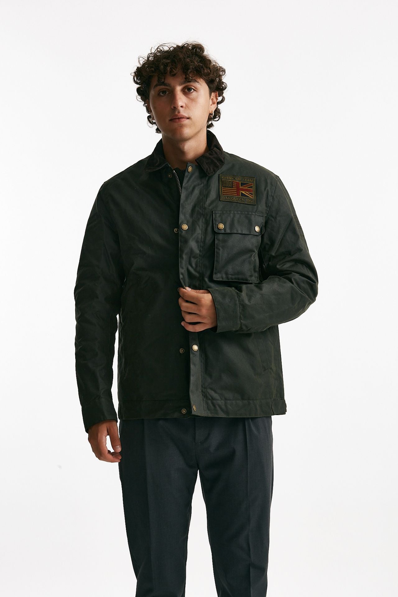 giubbino workers wax in cotone cerato sage-verde men Barbour - 5