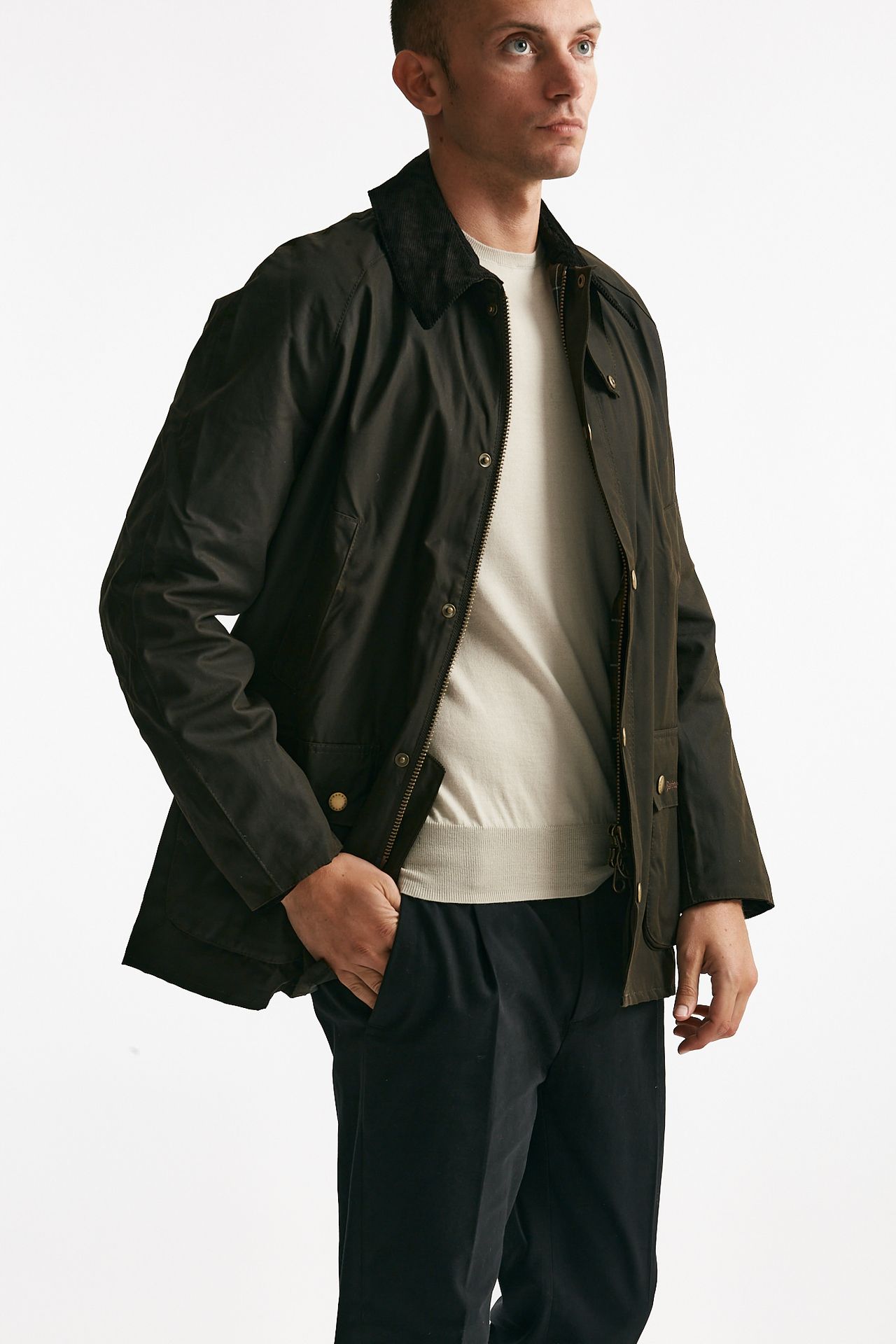 giacca ashby wax jacket in cotone cerato olive-verde men Barbour - 4