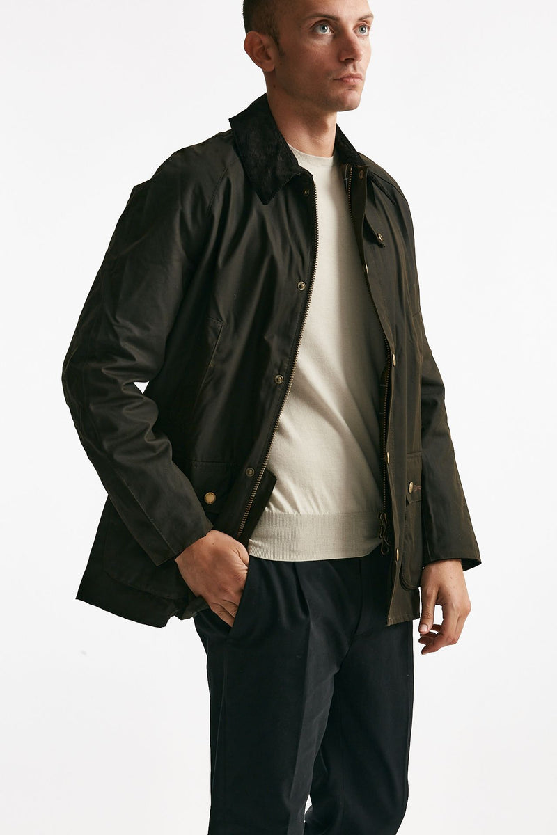 giacca ashby wax jacket in cotone cerato olive-verde men Barbour - 4