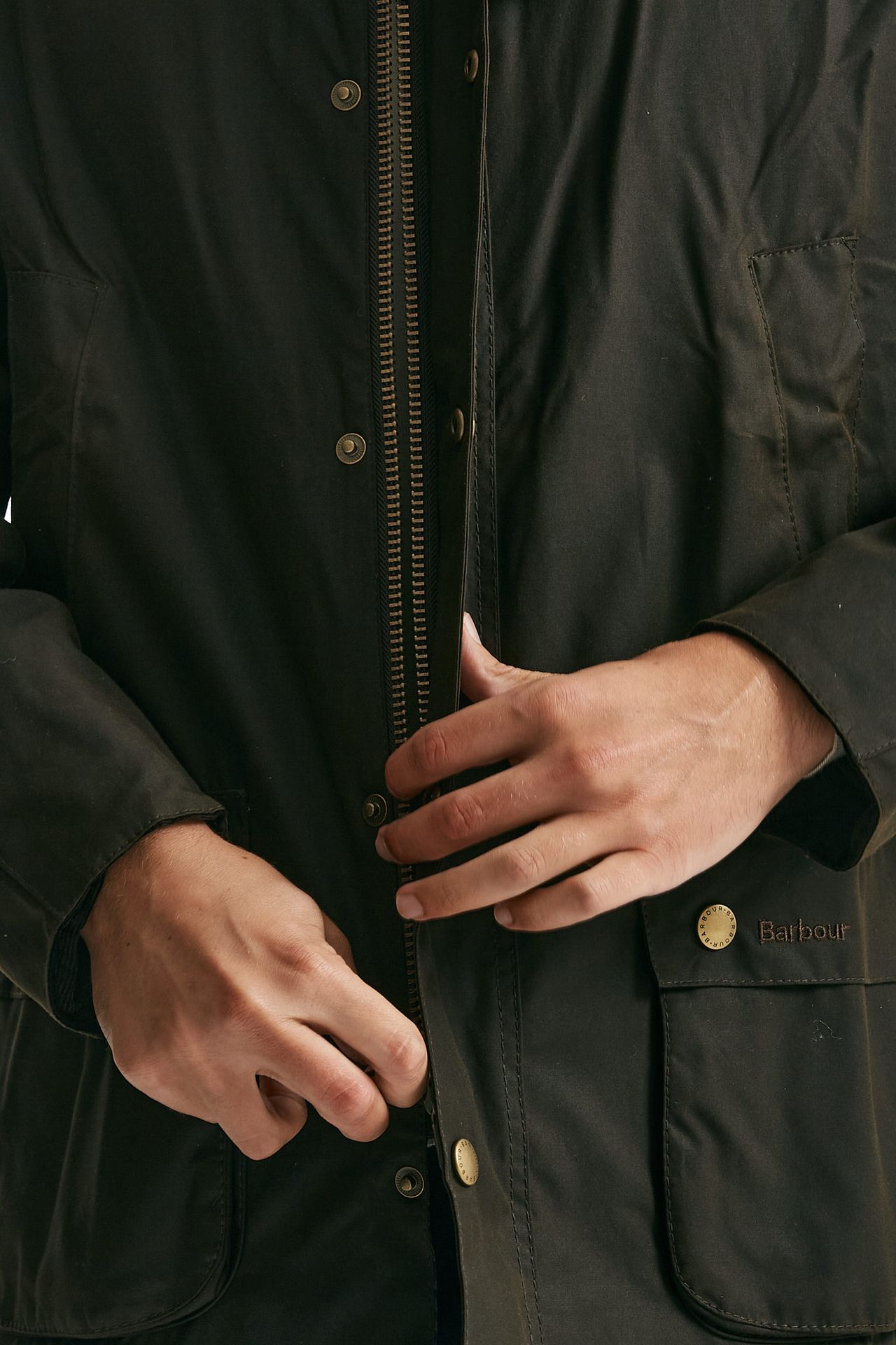 giacca ashby wax jacket in cotone cerato olive-verde men Barbour - 8