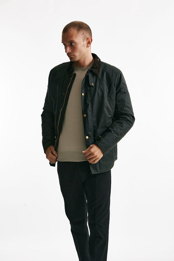 giubbino reelin wax jacket in cotone cerato sage-verde men Barbour