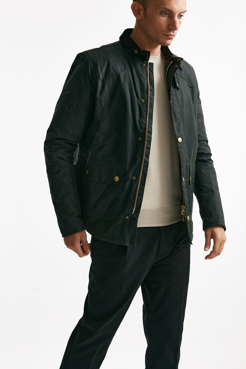 giubbino reelin wax jacket in cotone cerato sage-verde men Barbour - 4