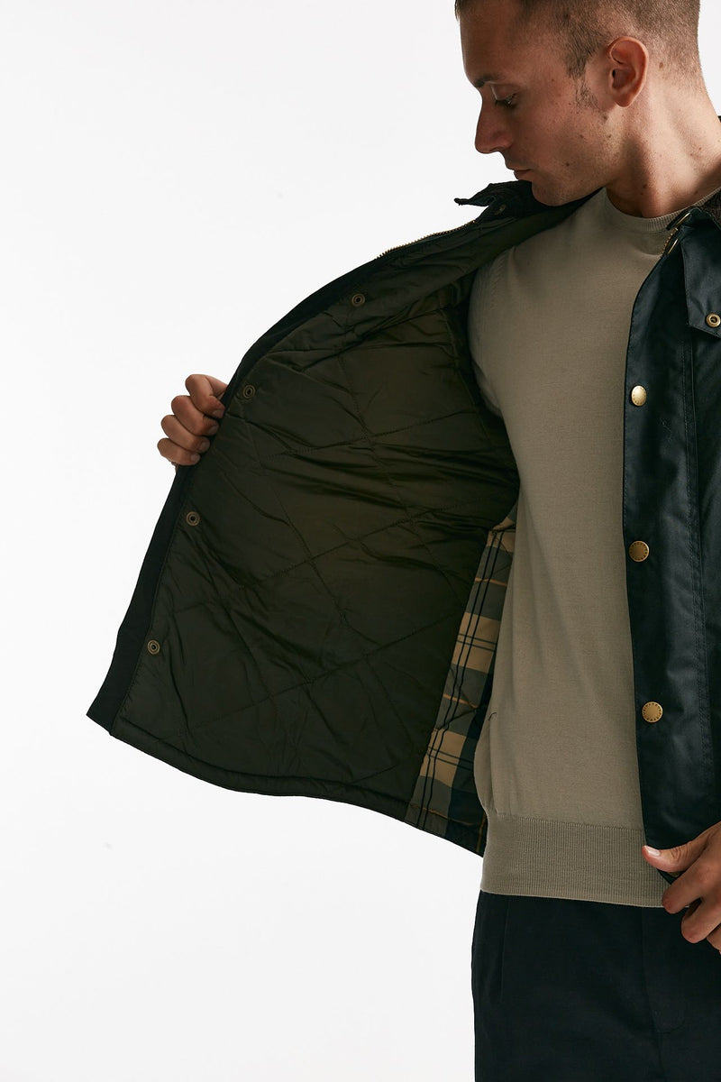 giubbino reelin wax jacket in cotone cerato sage-verde men Barbour - 6