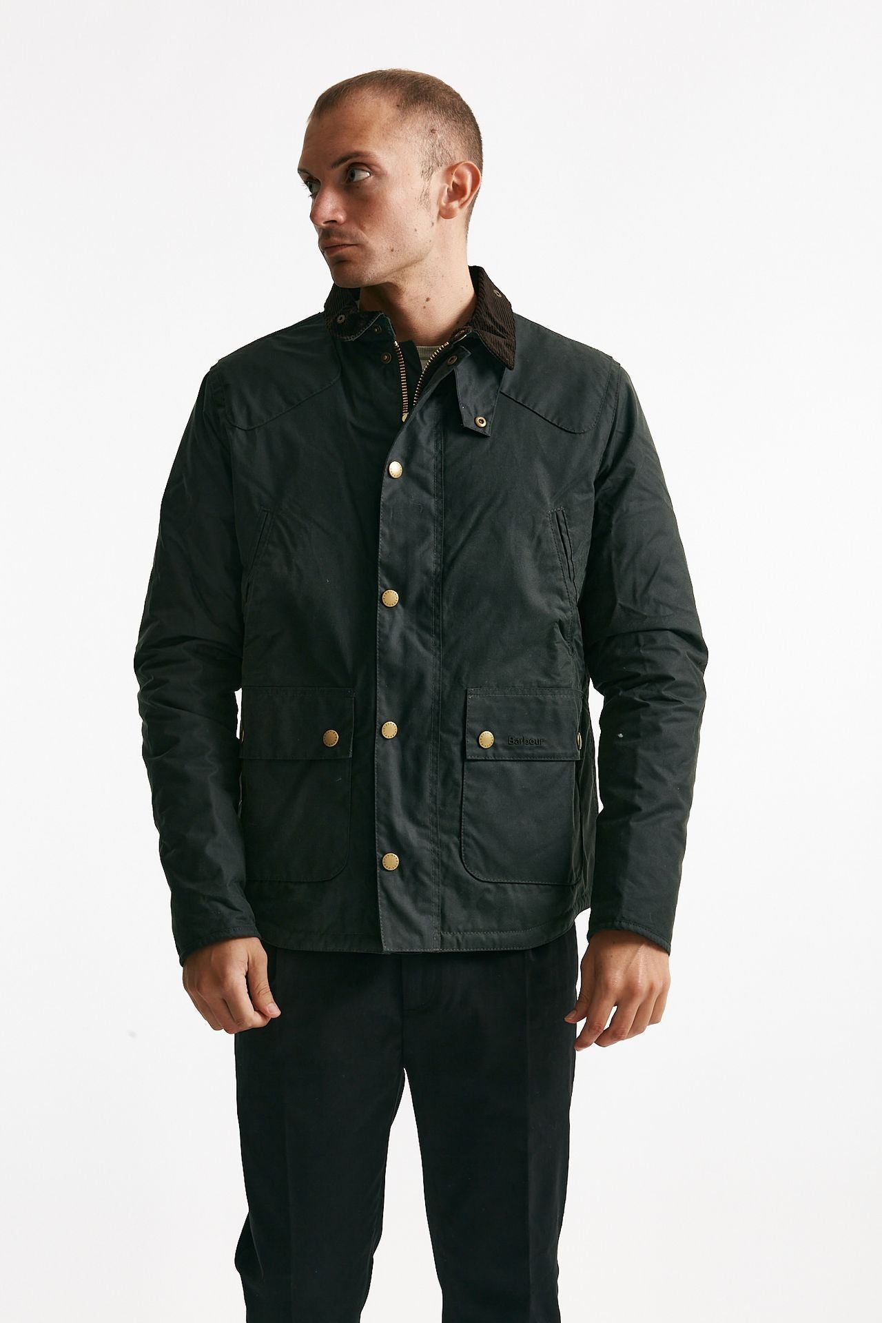 giubbino reelin wax jacket in cotone cerato sage-verde men Barbour - 5
