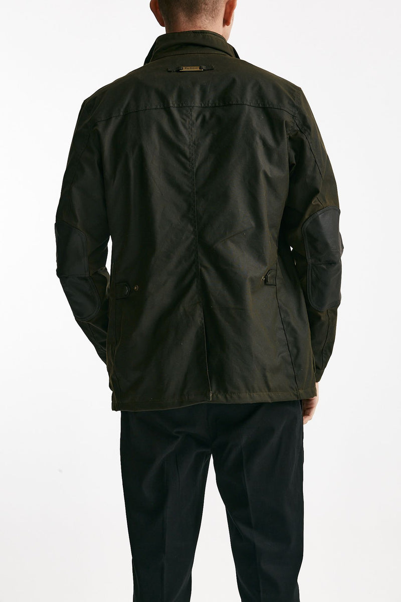 field jacket ogston wax jacket in cotone cerato olive-verde men Barbour - 4
