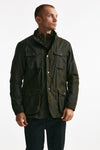 field jacket ogston wax jacket in cotone cerato olive-verde men Barbour - 5