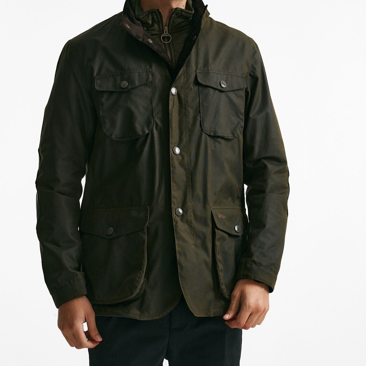 field jacket ogston wax jacket in cotone cerato olive-verde men Barbour - 10