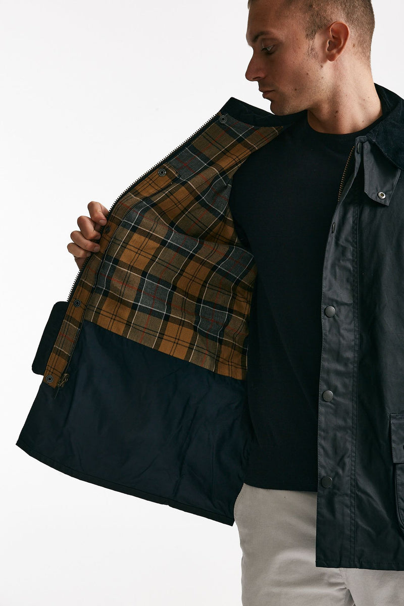 giacca ashby wax jacket in cotone cerato navy-blu men Barbour - 6