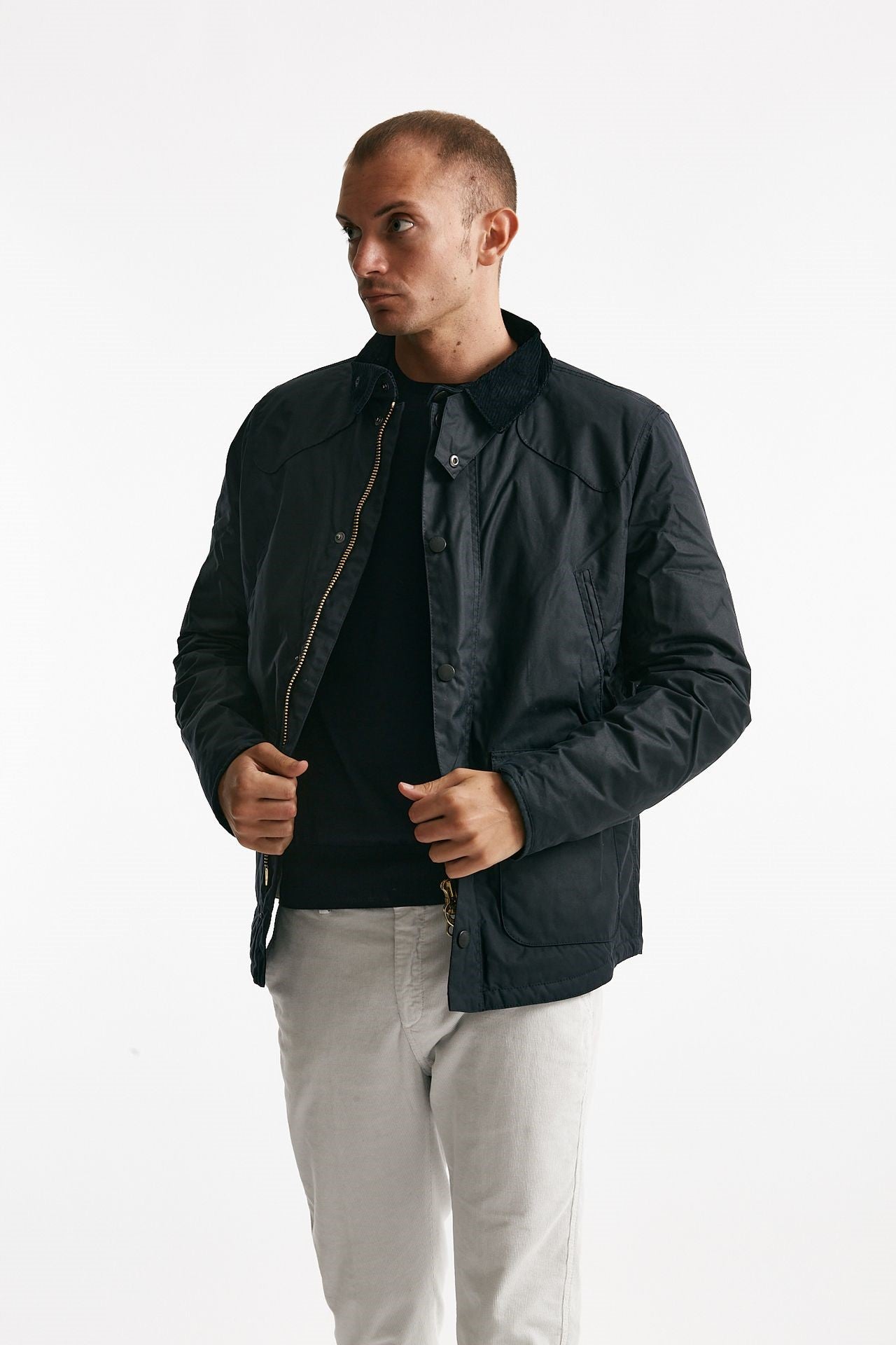 giubbino reelin wax jacket in cotone cerato navy-blu men Barbour - 10