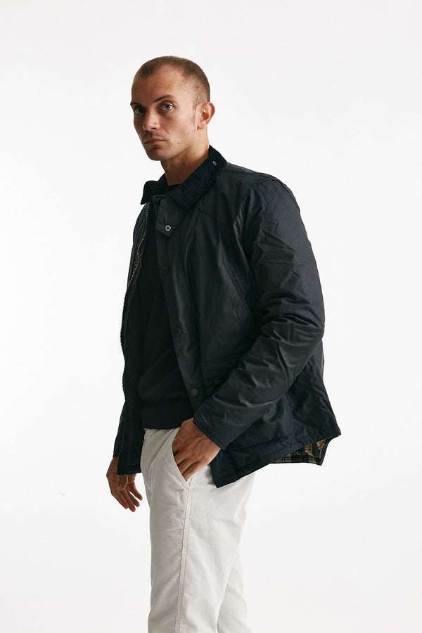 giubbino reelin wax jacket in cotone cerato navy-blu men Barbour