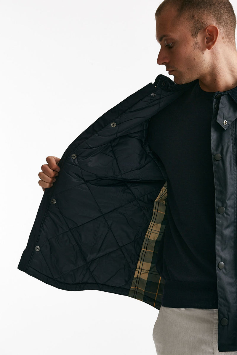 giubbino reelin wax jacket in cotone cerato navy-blu men Barbour - 7