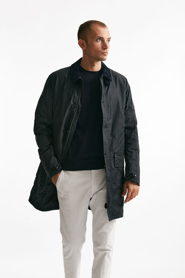 soprabito mac wax in cotone cerato navy-blu men Barbour