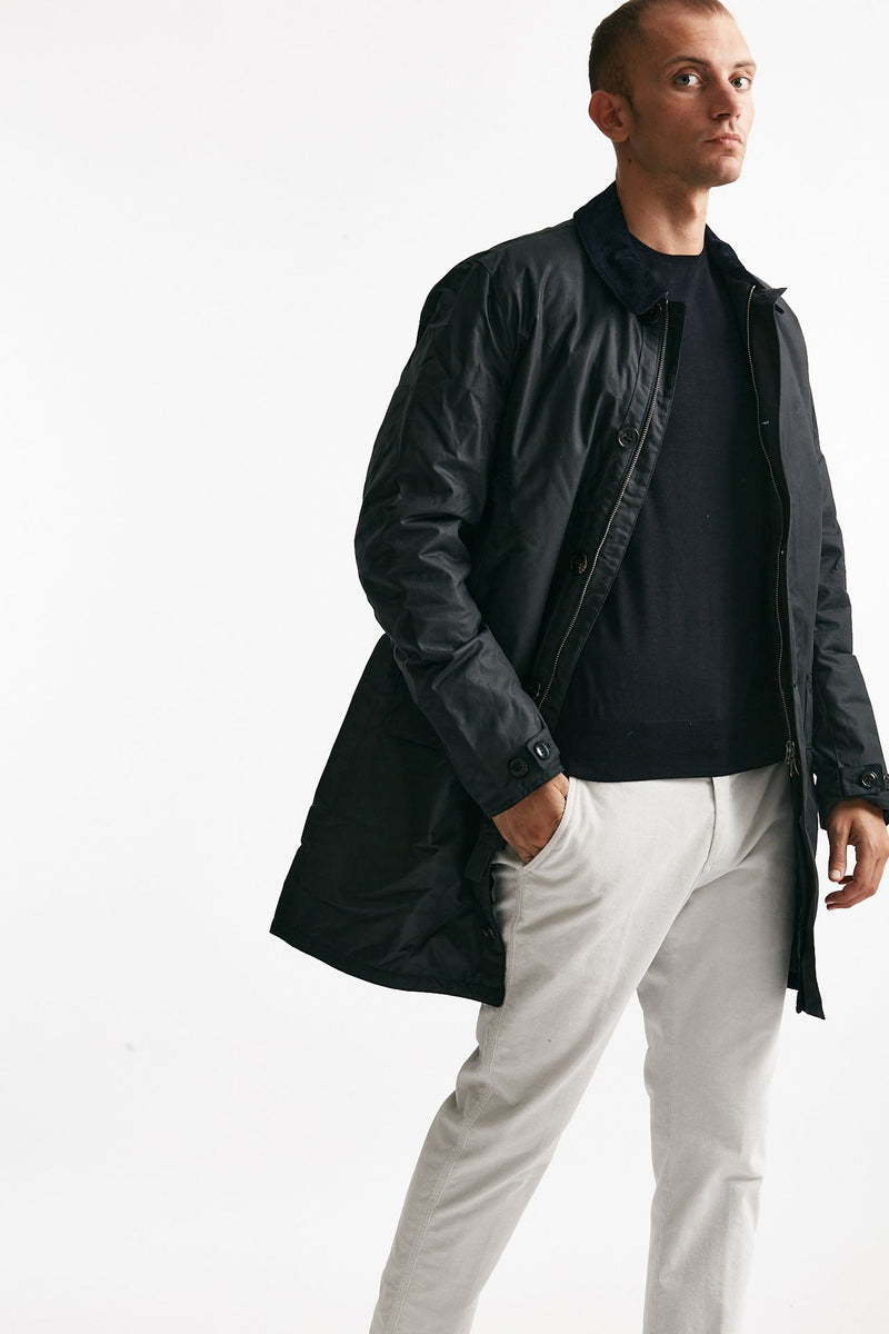 soprabito mac wax in cotone cerato navy-blu men Barbour - 4