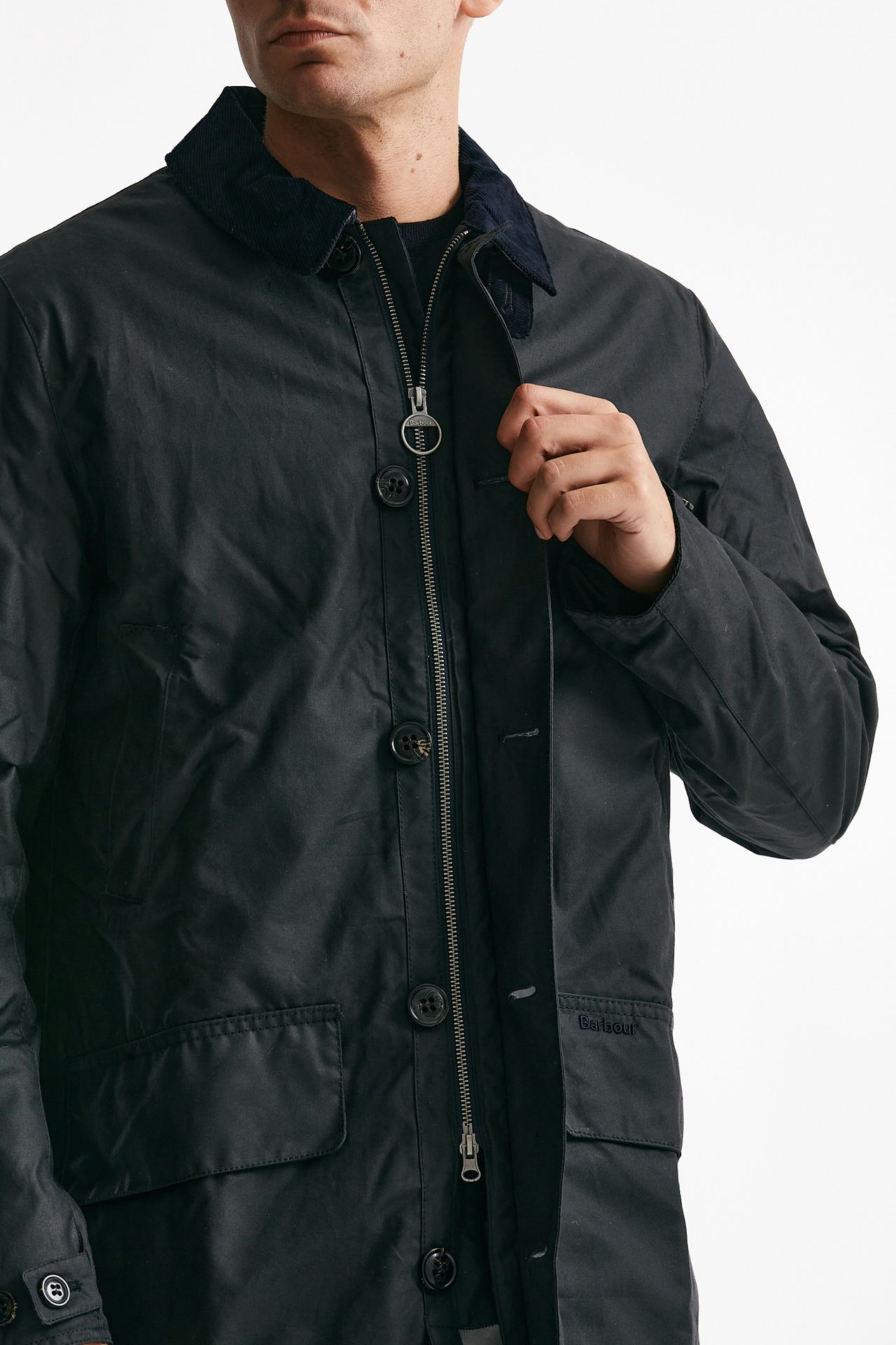 soprabito mac wax in cotone cerato navy-blu men Barbour - 7
