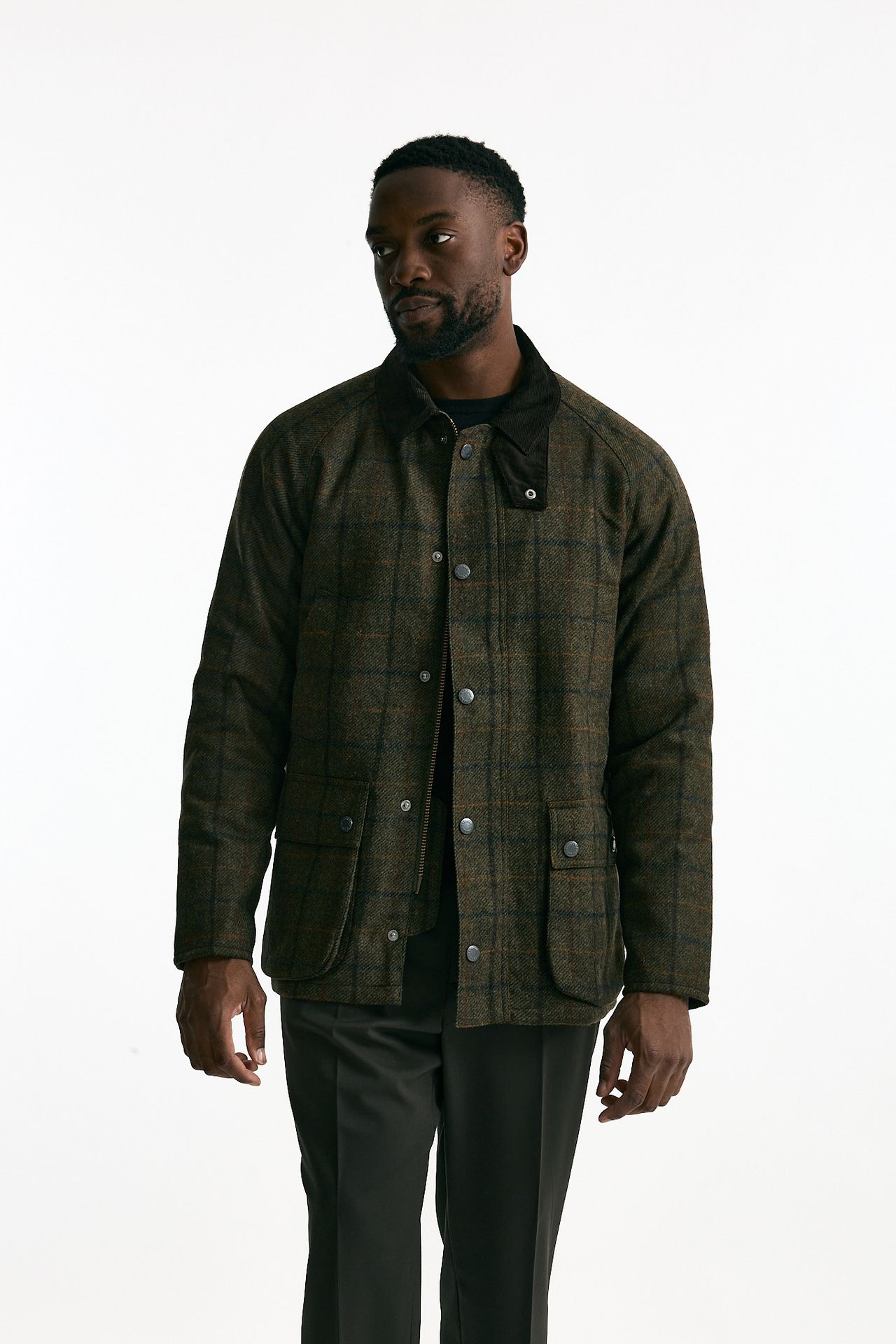 Giacca CHECK WOOL JACKET brown/verde men Barbour - 1