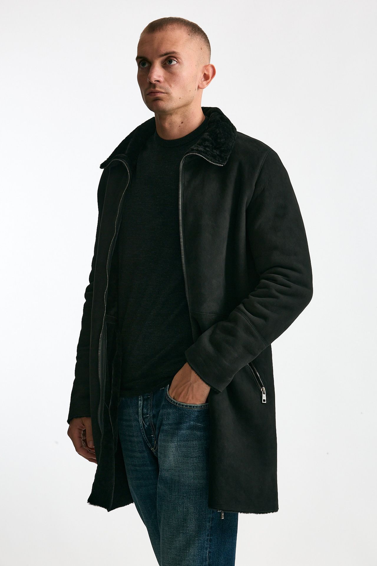 Cappotto in shearling grigio/nero men Giorgio brato - 2