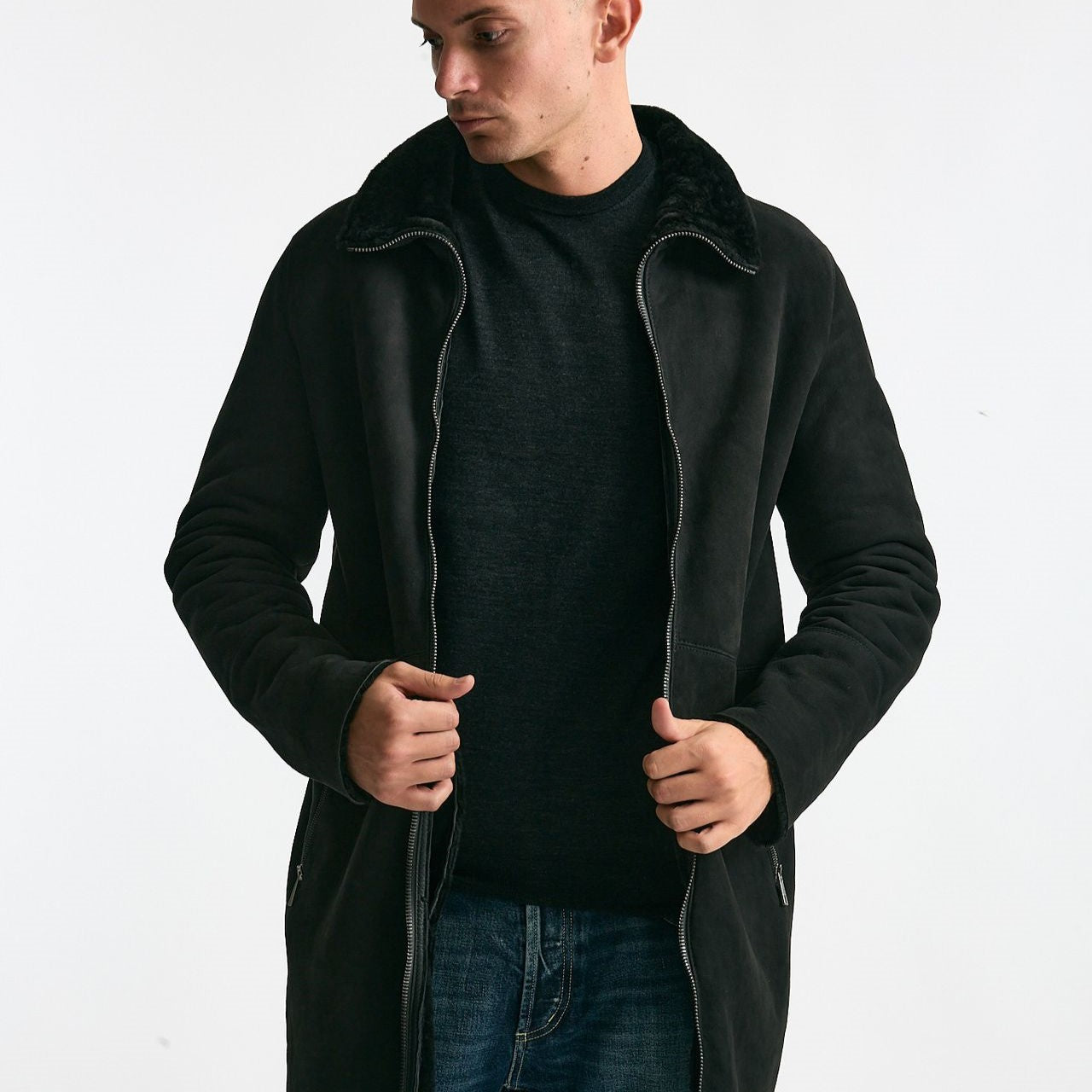 Cappotto in shearling grigio/nero men Giorgio brato - 9