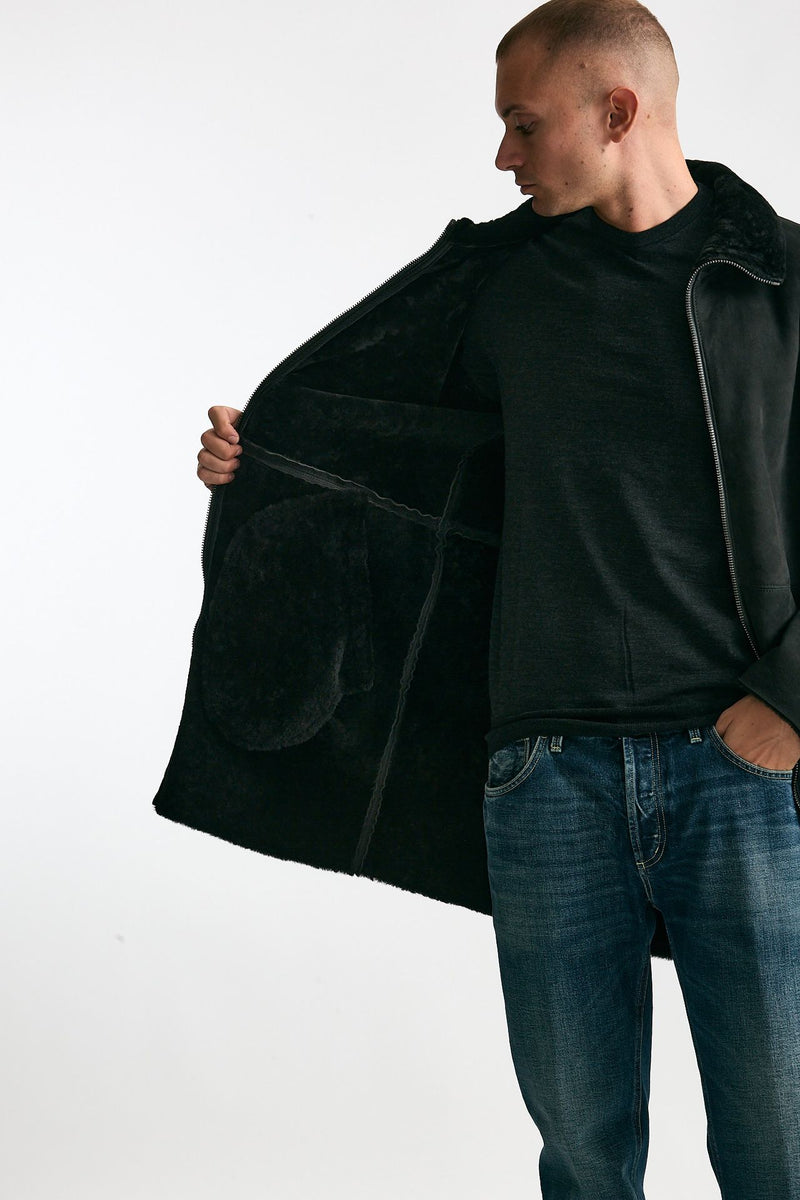 Cappotto in shearling grigio/nero men Giorgio brato - 5