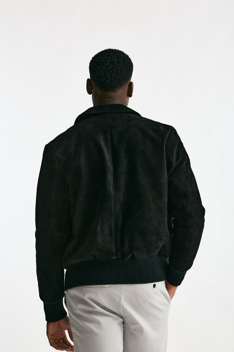 Giubbino in pelle camoscio lavato nero men Giorgio brato - 3