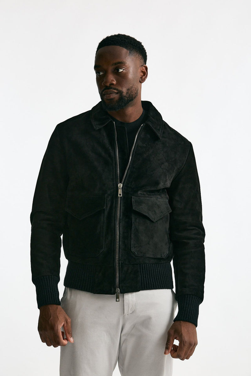 Giubbino in pelle camoscio lavato nero men Giorgio brato - 5