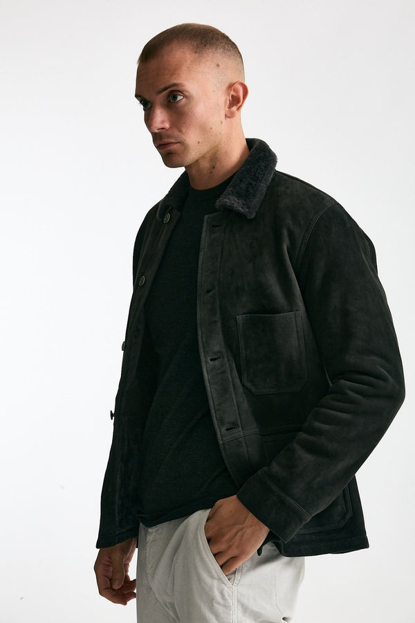 Caban in shearling grigio scuro men Giorgio brato