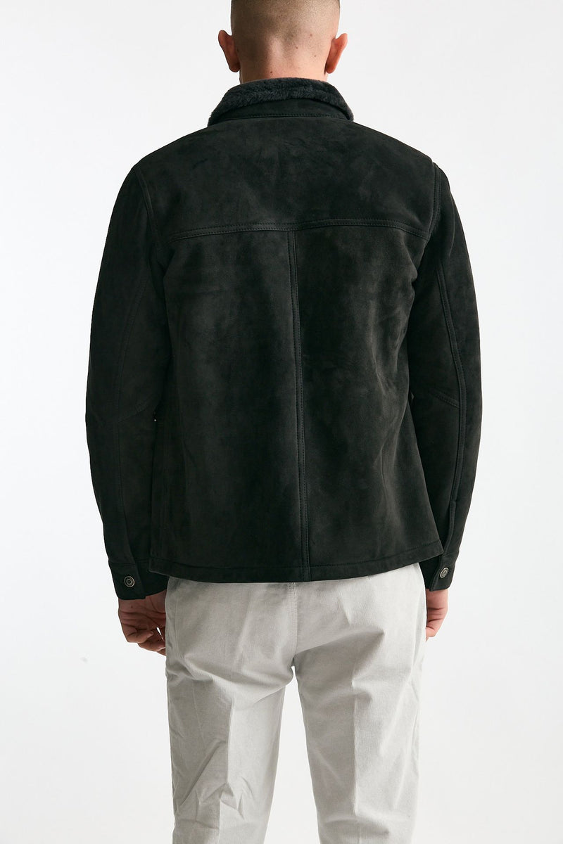 Caban in shearling grigio scuro men Giorgio brato - 3