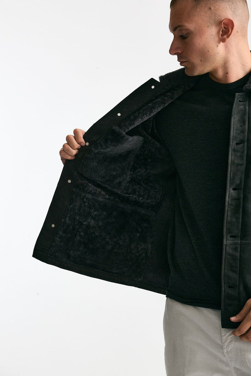 Caban in shearling grigio scuro men Giorgio brato - 5