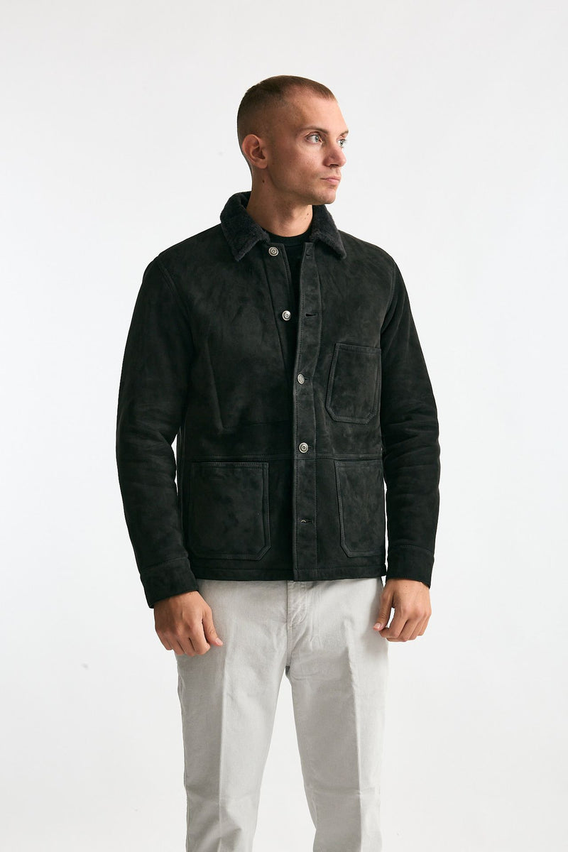 Caban in shearling grigio scuro men Giorgio brato - 6