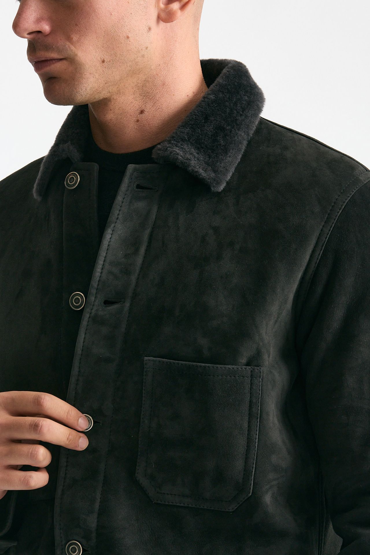 Caban in shearling grigio scuro men Giorgio brato - 8