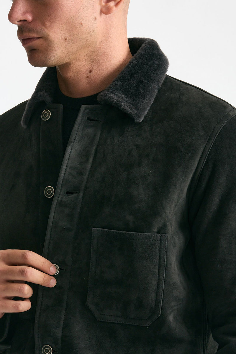 Caban in shearling grigio scuro men Giorgio brato - 8