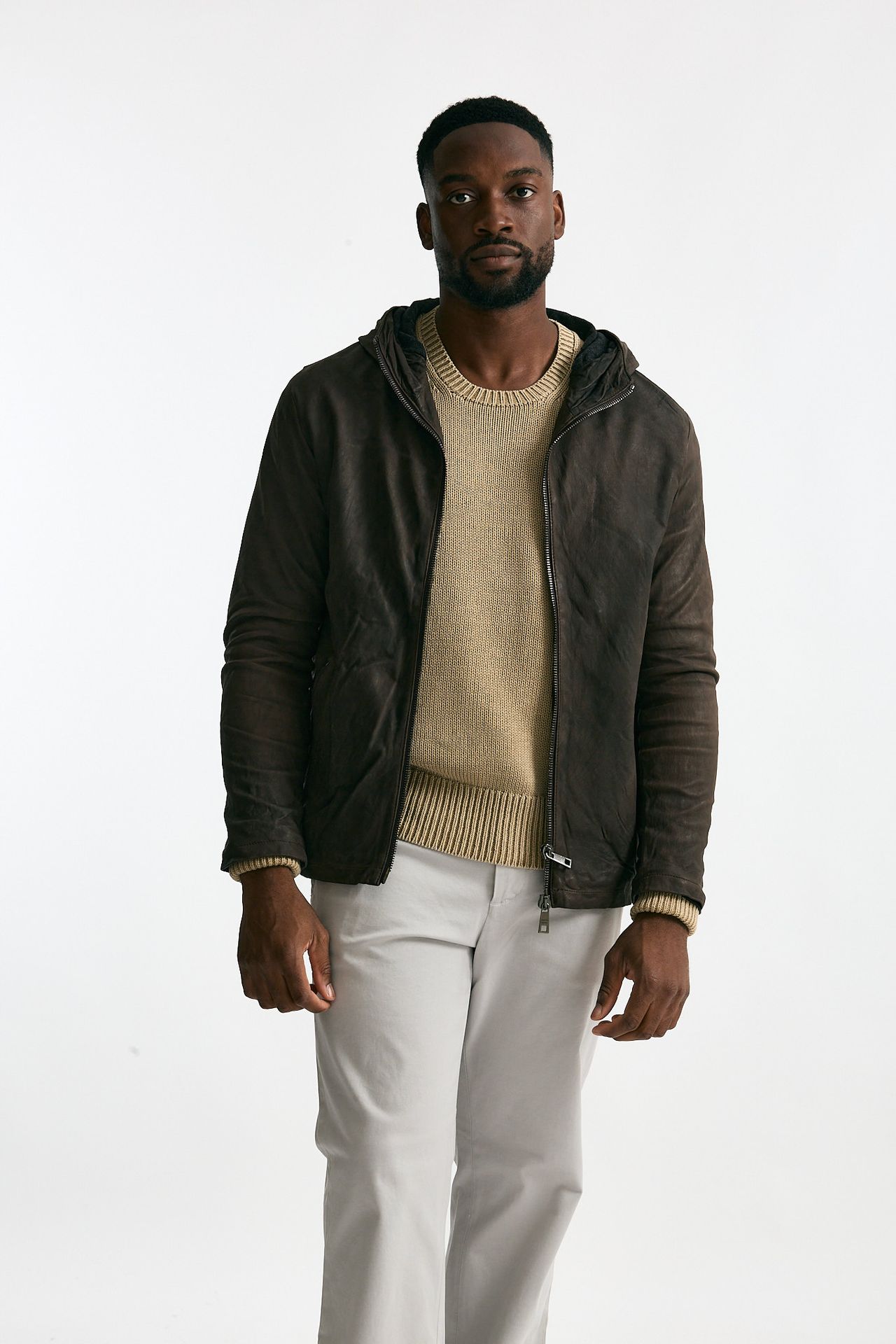 Giubbino in pelle lavata marrone men Giorgio brato - 1