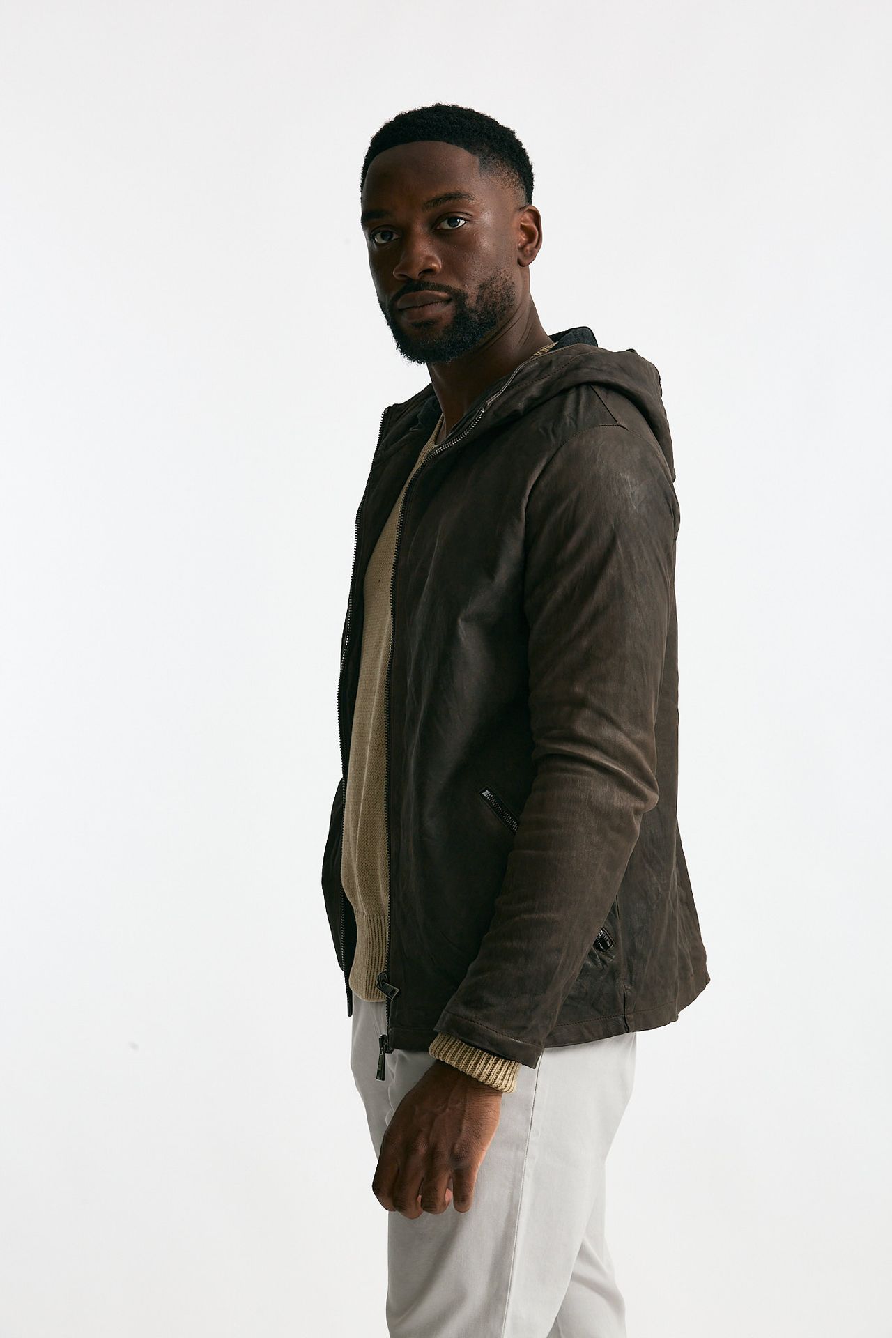 Giubbino in pelle lavata marrone men Giorgio brato - 2