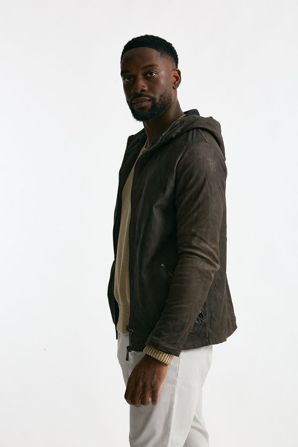 Giubbino in pelle lavata marrone men Giorgio brato