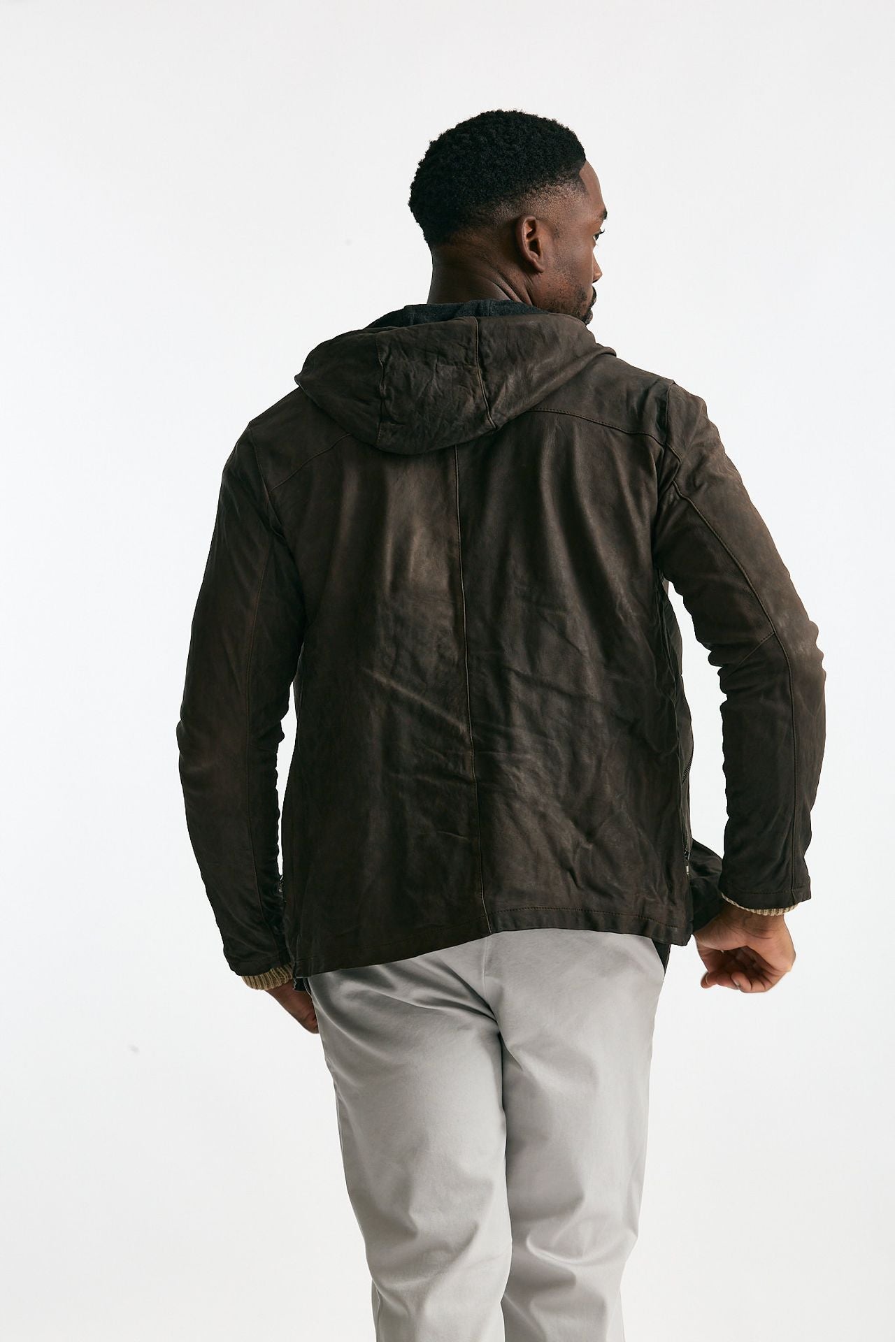 Giubbino in pelle lavata marrone men Giorgio brato - 3