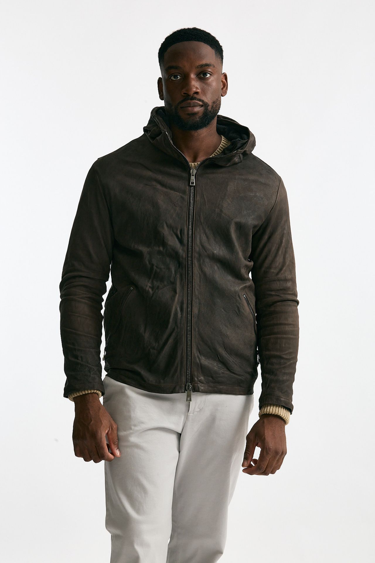 Giubbino in pelle lavata marrone men Giorgio brato - 5