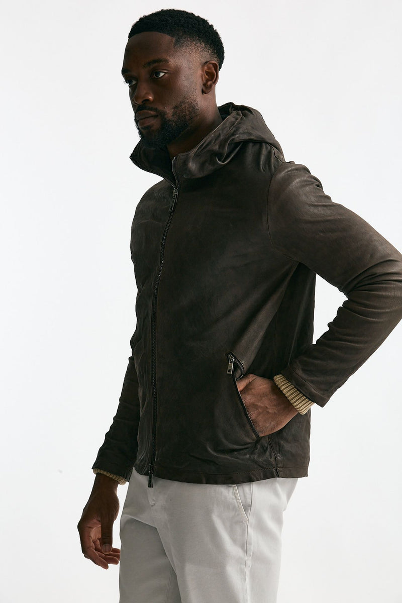 Giubbino in pelle lavata marrone men Giorgio brato - 6