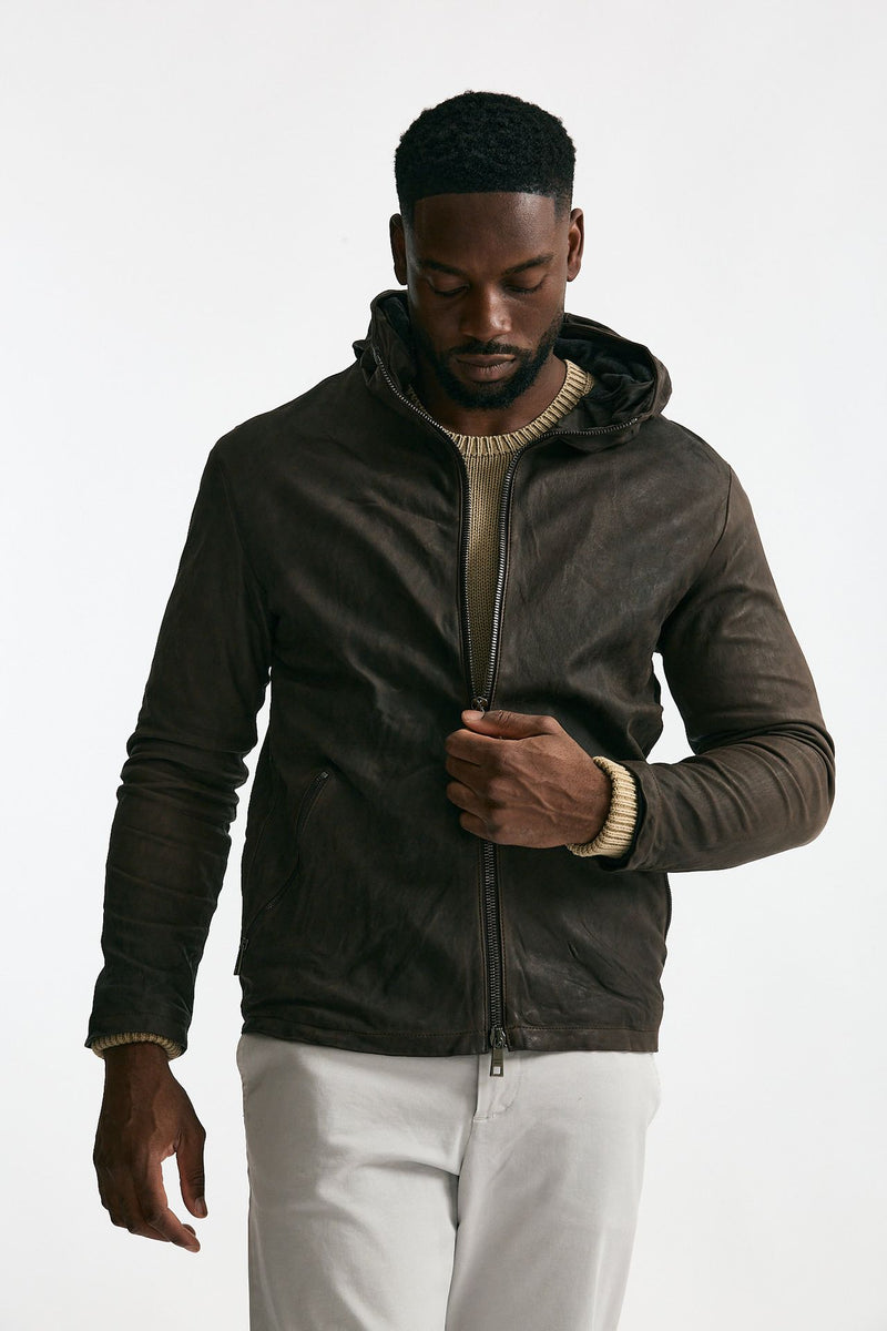 Giubbino in pelle lavata marrone men Giorgio brato - 8