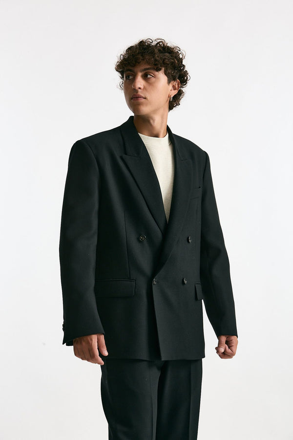 Giacca doppiopetto in lana nero men Covert