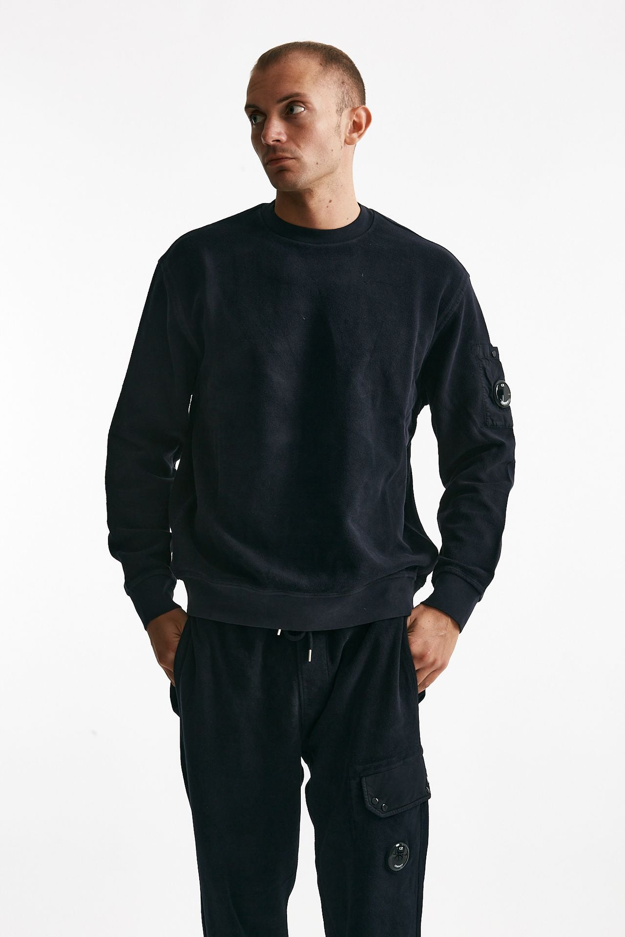 felpa brushed and emerized diagonal fleece in cotone blu men C.p. company - 1