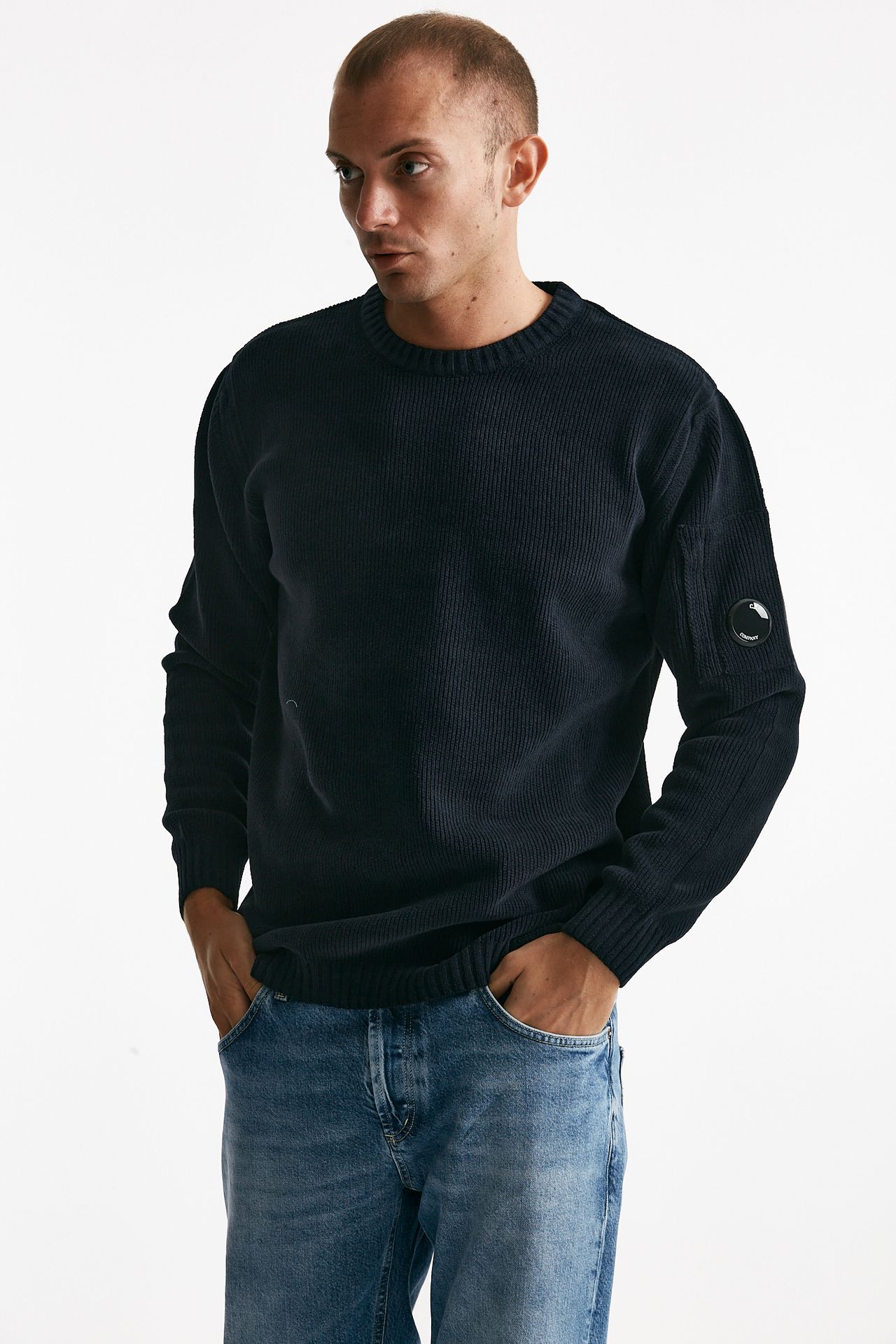 maglia crew neck chenille in ciniglia blu men C.p. company - 1
