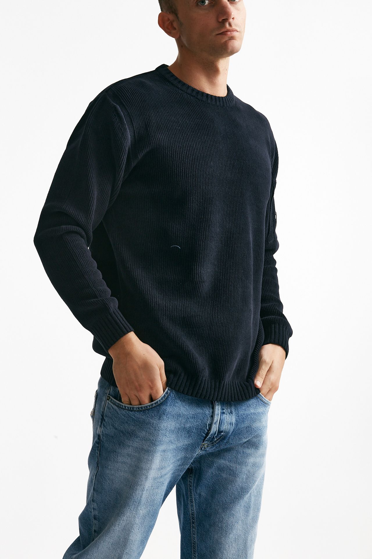 maglia crew neck chenille in ciniglia blu men C.p. company - 4