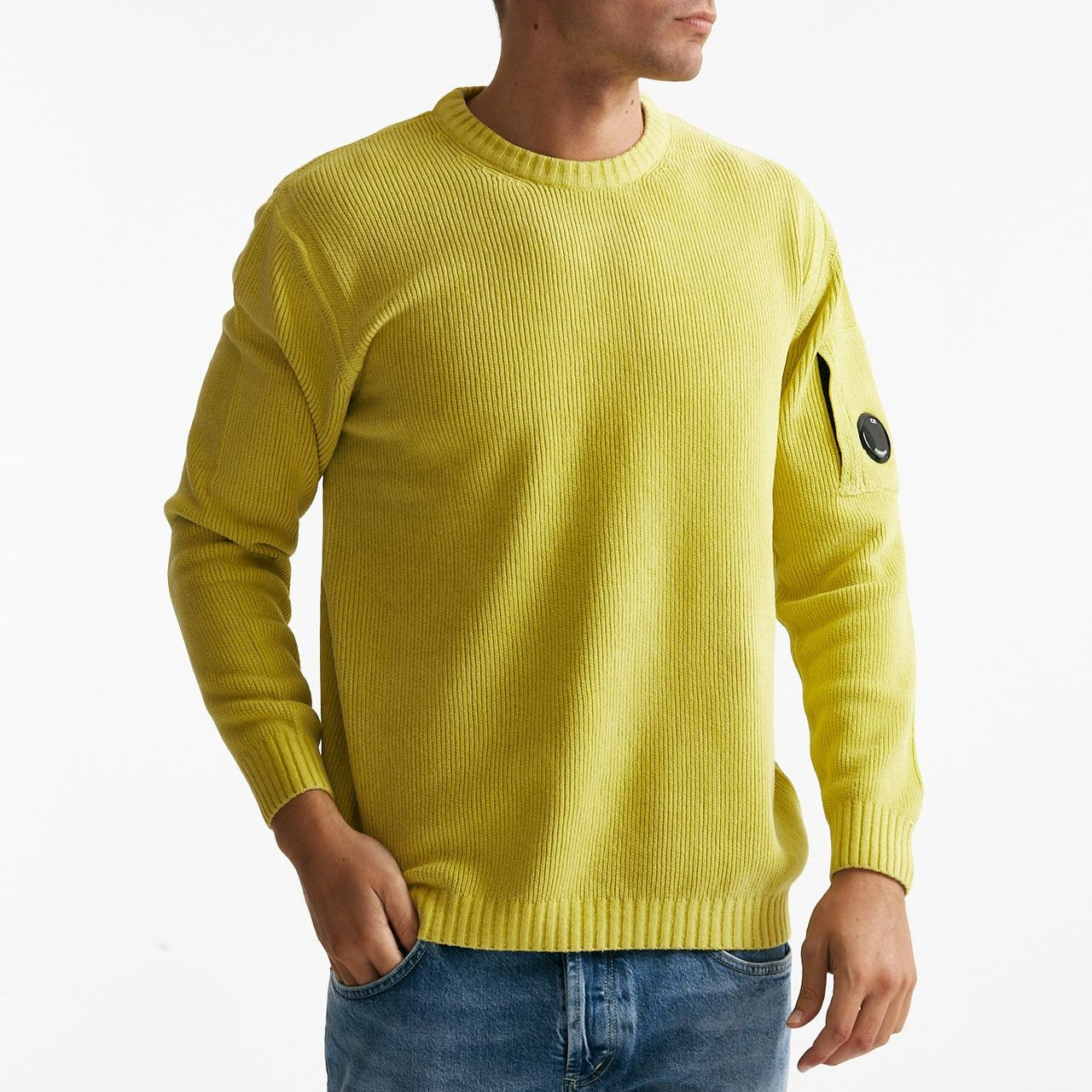 maglia crew neck chenille in ciniglia giallo men C.p. company - 6