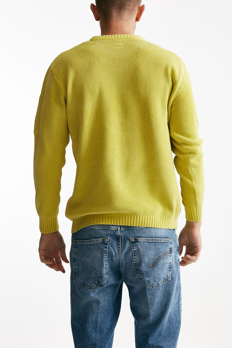 maglia crew neck chenille in ciniglia giallo men C.p. company - 3