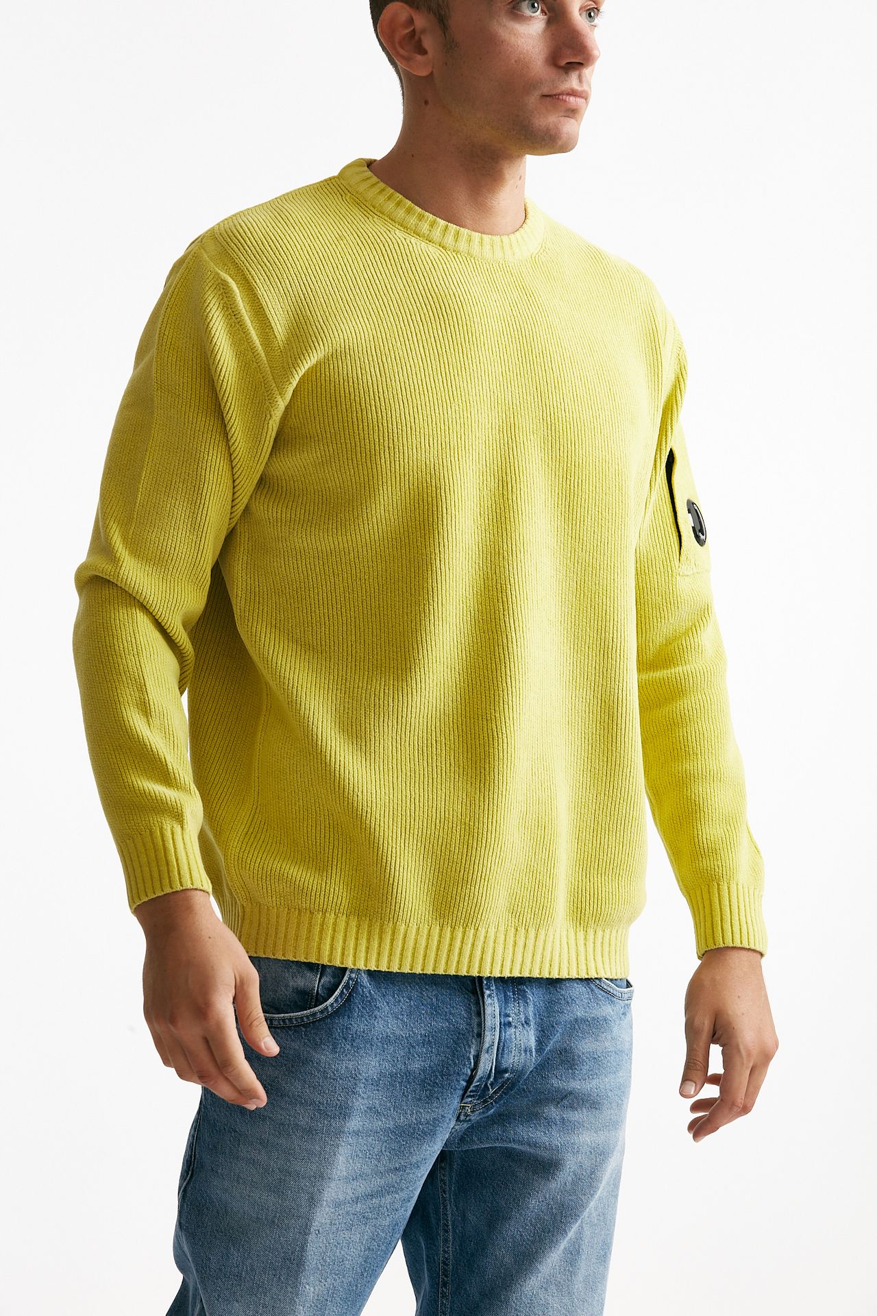 maglia crew neck chenille in ciniglia giallo men C.p. company - 4