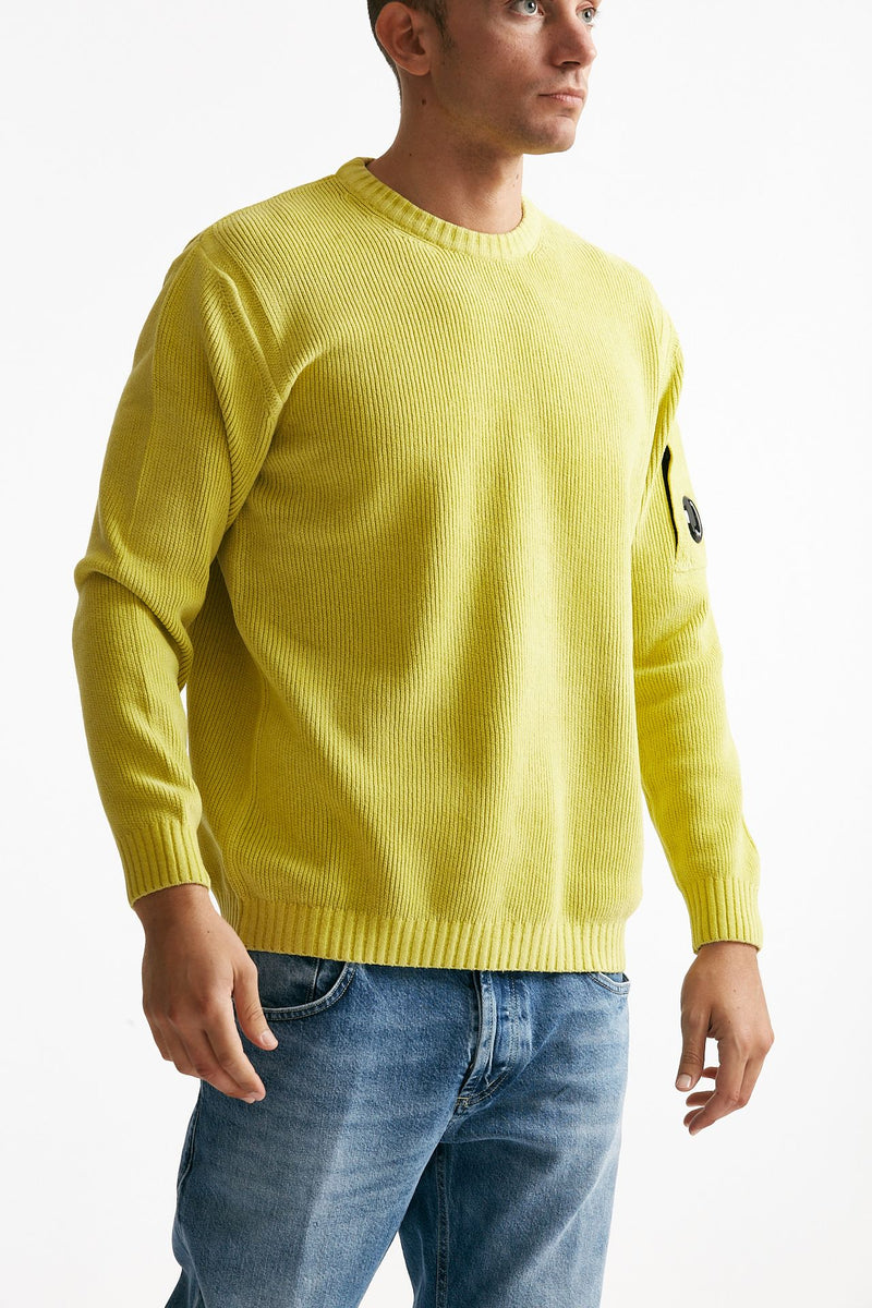 maglia crew neck chenille in ciniglia giallo men C.p. company - 4